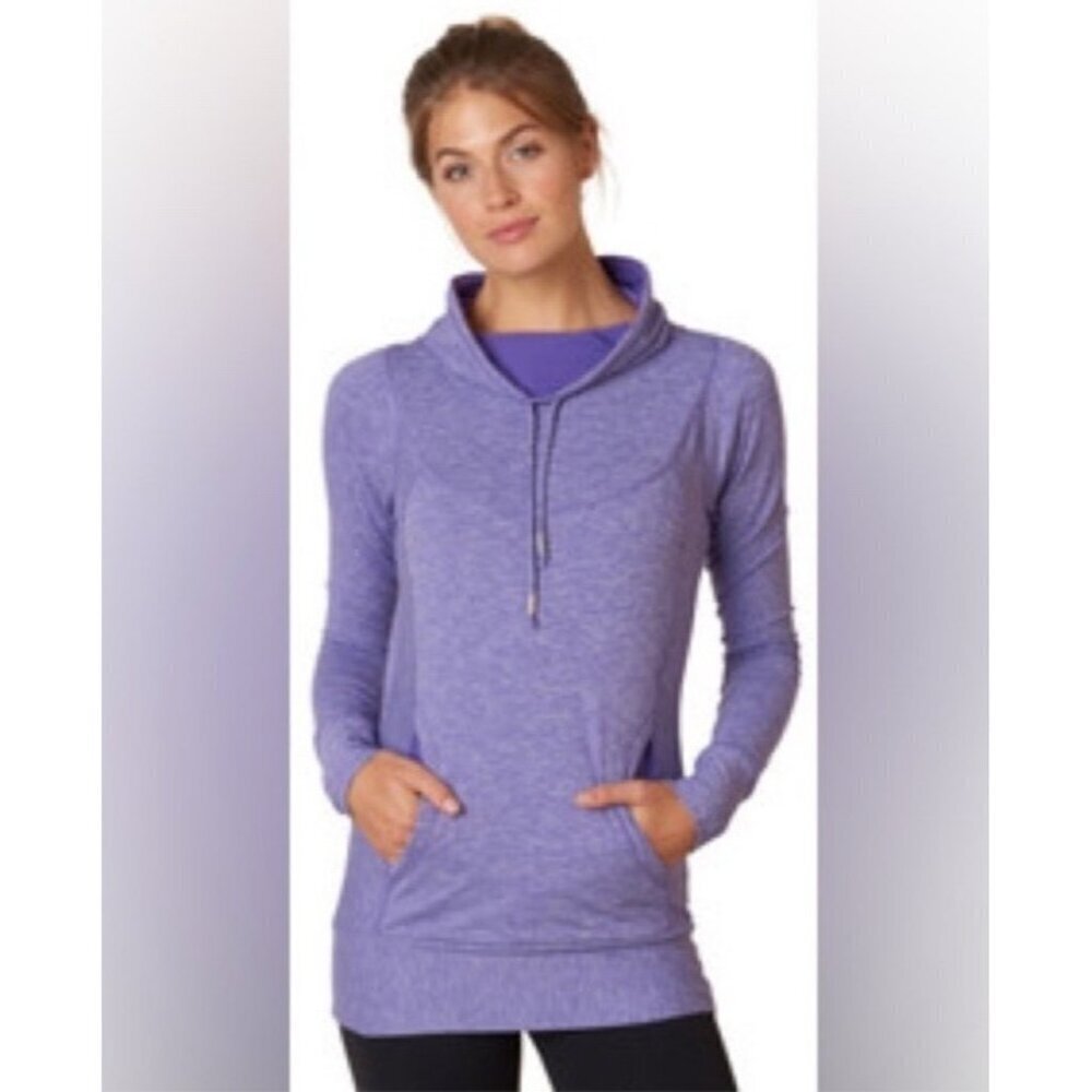 Prana Woman’s Sz M Ember Heather Purple Funnel Cowl Neck Pullover